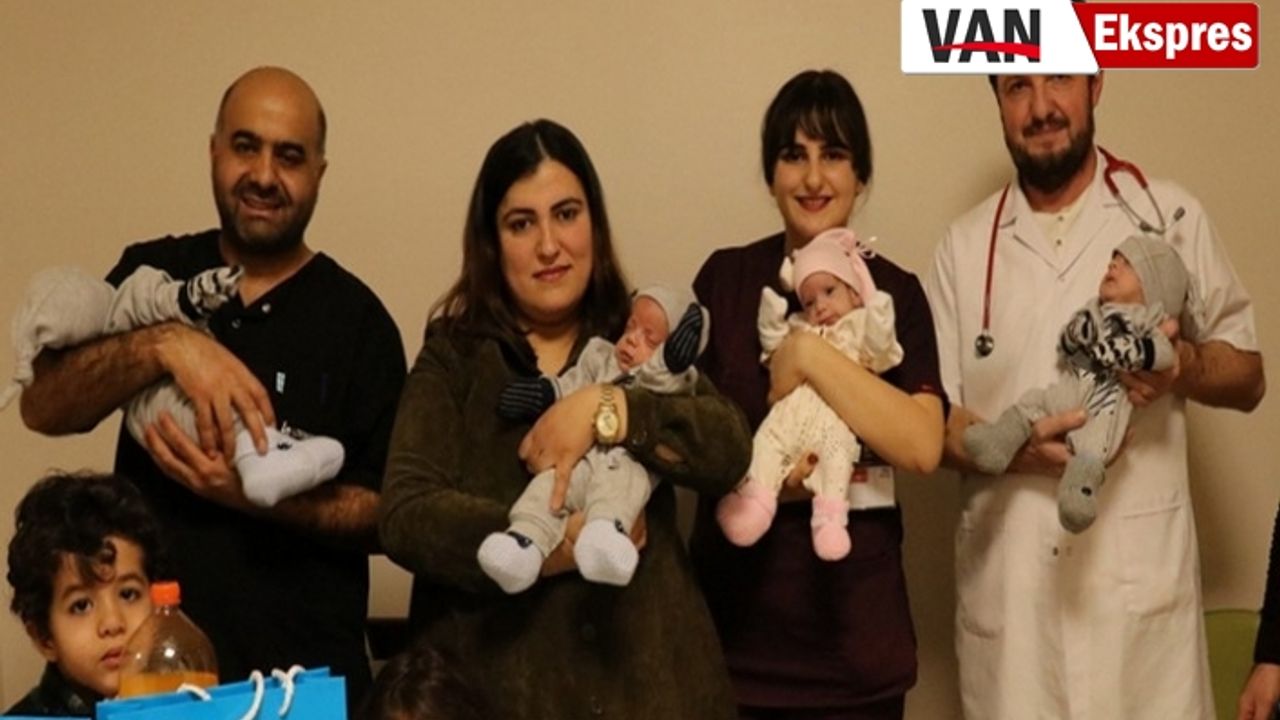 6 yıl sonra Van'da dördüzlerine kavuştu!