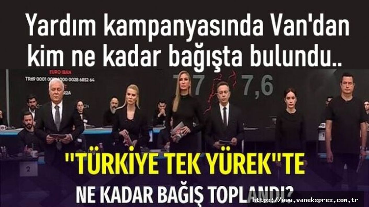 Türkiye tek yürek kampanyasına Van'dan kim ne kadar bağış yaptı: Sıralı tam liste