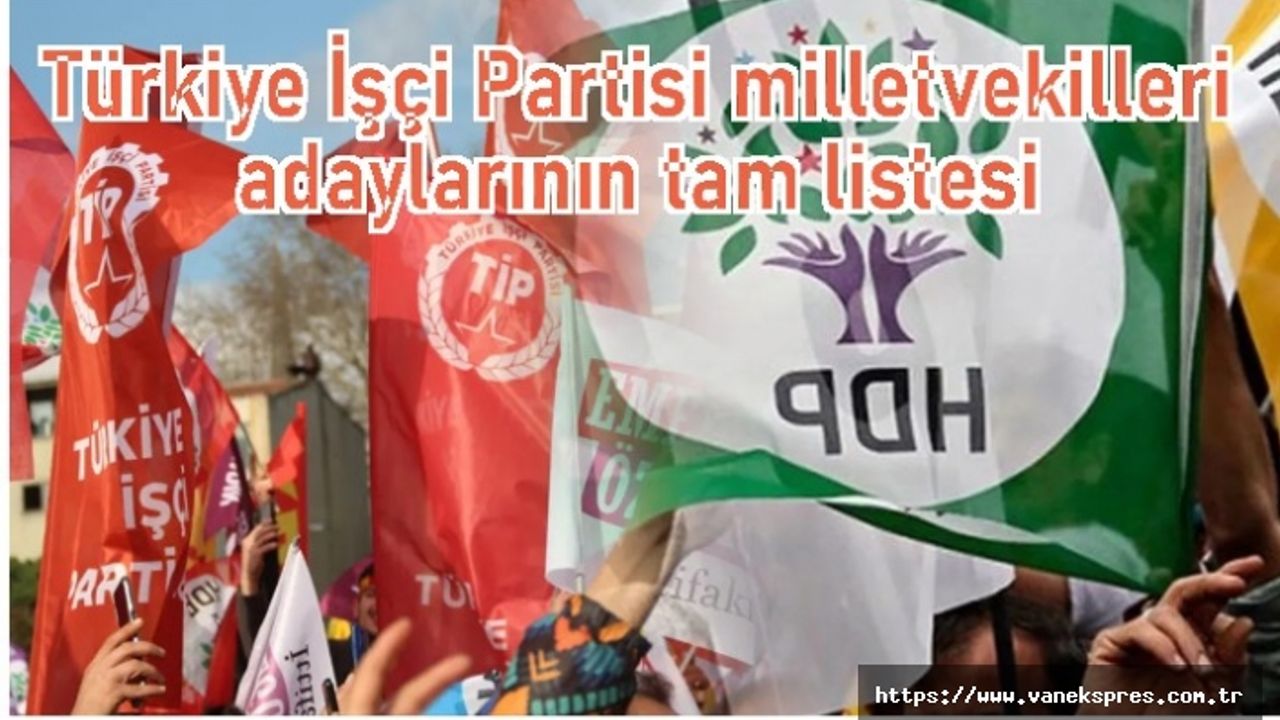 TİP milletvekili adaylarının tam listesi