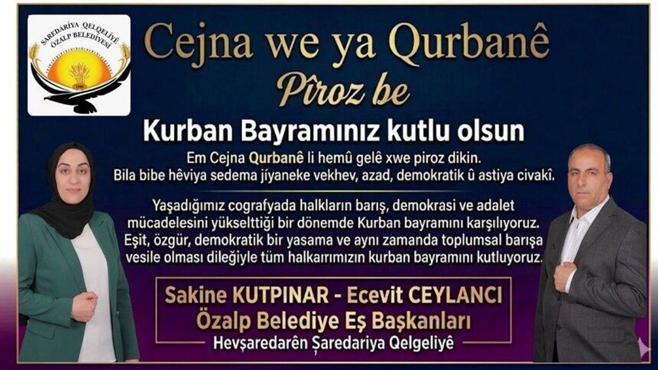 Özalp Belediye Eş Başkanlarından Kurban Bayramı Mesajı