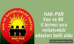 HAK-PAR Van ve 80 il milletvekili adayları belli oldu