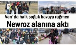 Van'da soğuk havaya rağmen halk Newroz alanına akıyor