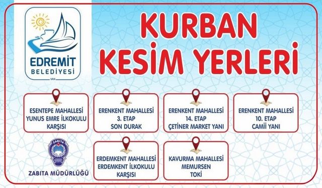 Edremit’te kurban kesim alanları belli oldu