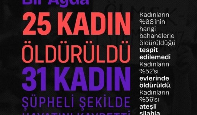 Temmuz 2026'da 25 kadın katledildi