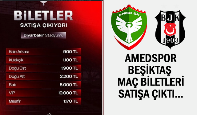 Amedspor-Beşiktaş maçı biletleri satışa çıktı
