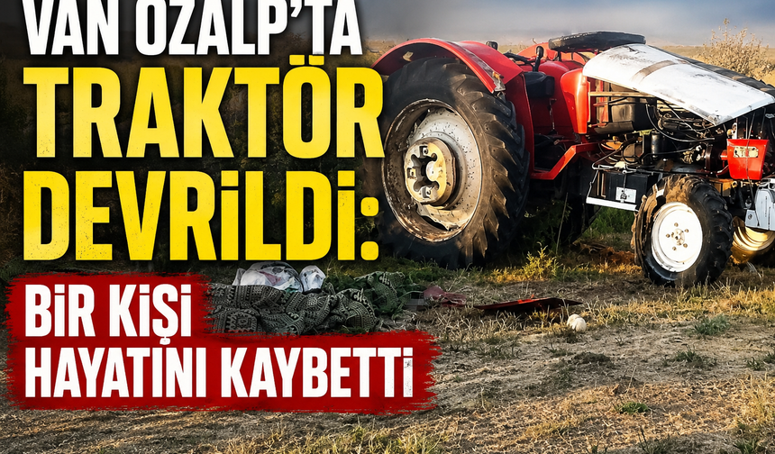 Van Özalp'ta devrilen traktör can aldı