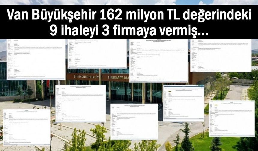 Van kayyum 9 ihaleyi 3 firmaya vermiş!