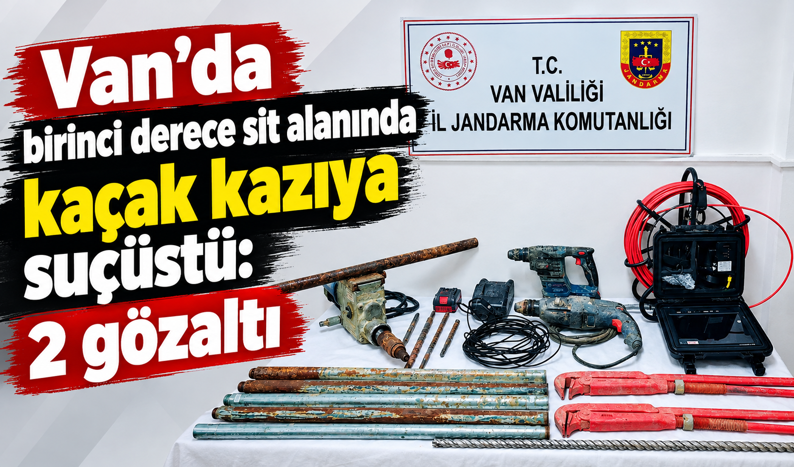 Van’da kaçak kazıya suçüstü: 2 gözaltı
